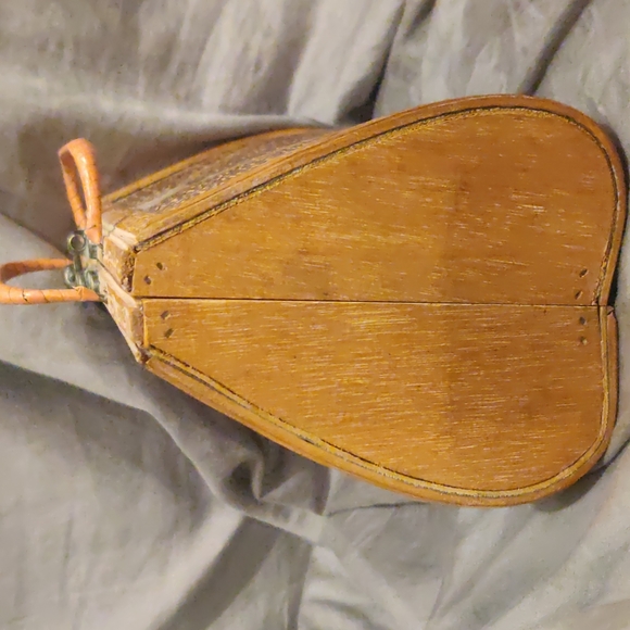 Vintage Moroccan Boho Box Bag Purse.  Wood Rattan and Willow Handbag - Picture 2 of 6
